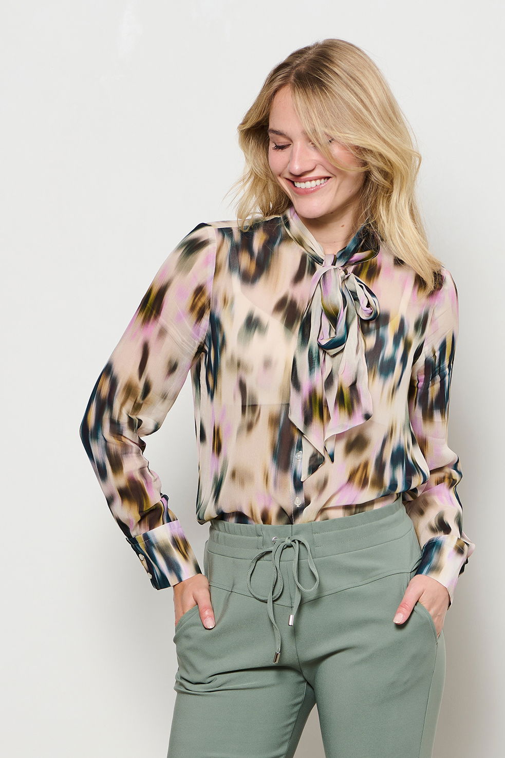 ALIX FADED FLOWER KN-Khaki multi
