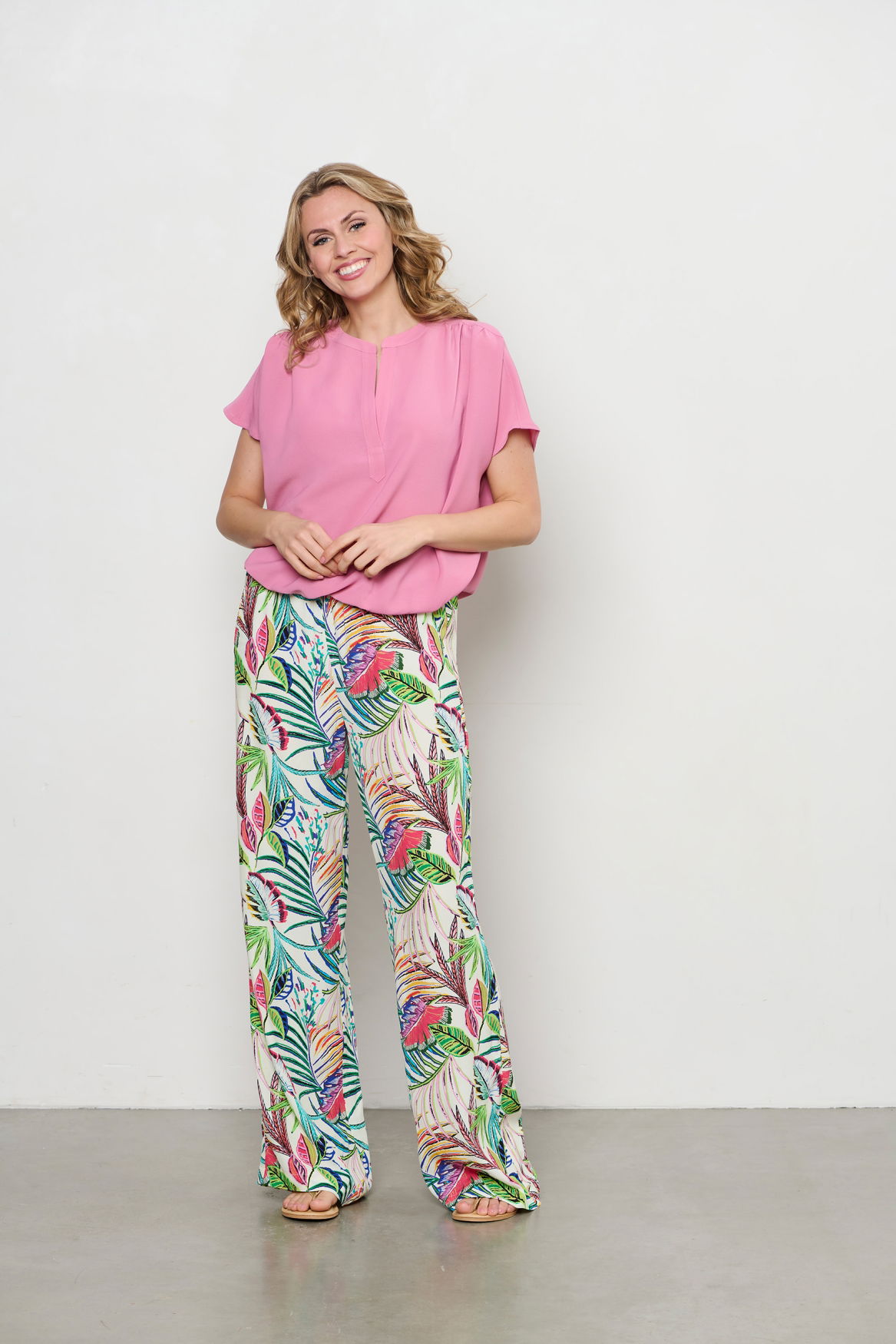 NADINE MULTI LEAF M-Ecru multi