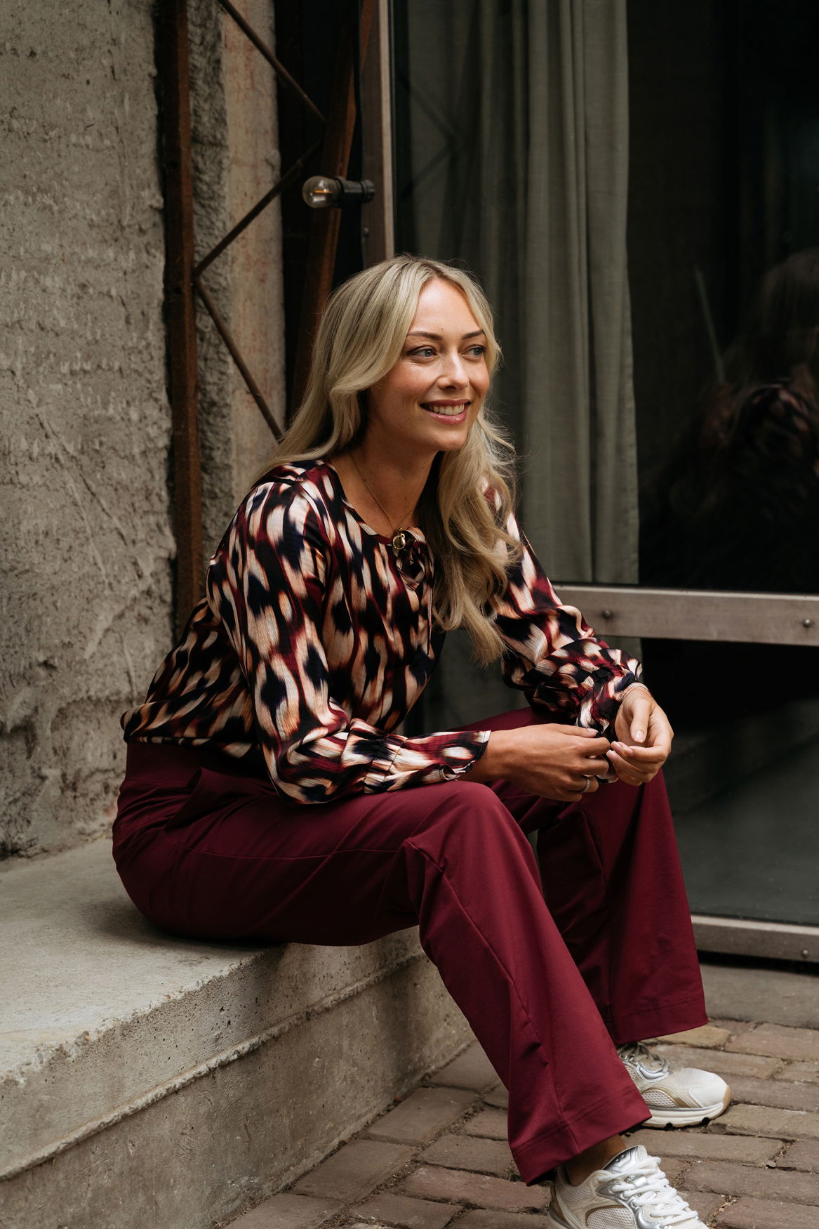 MELINA FADED SMALL LW-Wine Red multi