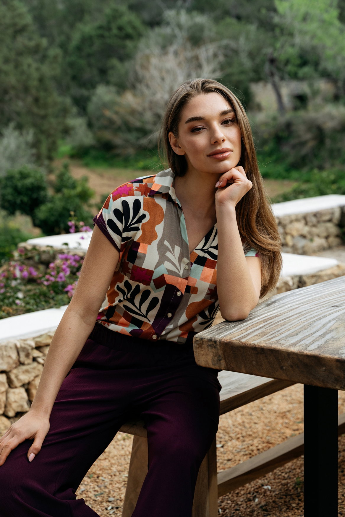 VALETTA ART LEAF LP-Plum multi